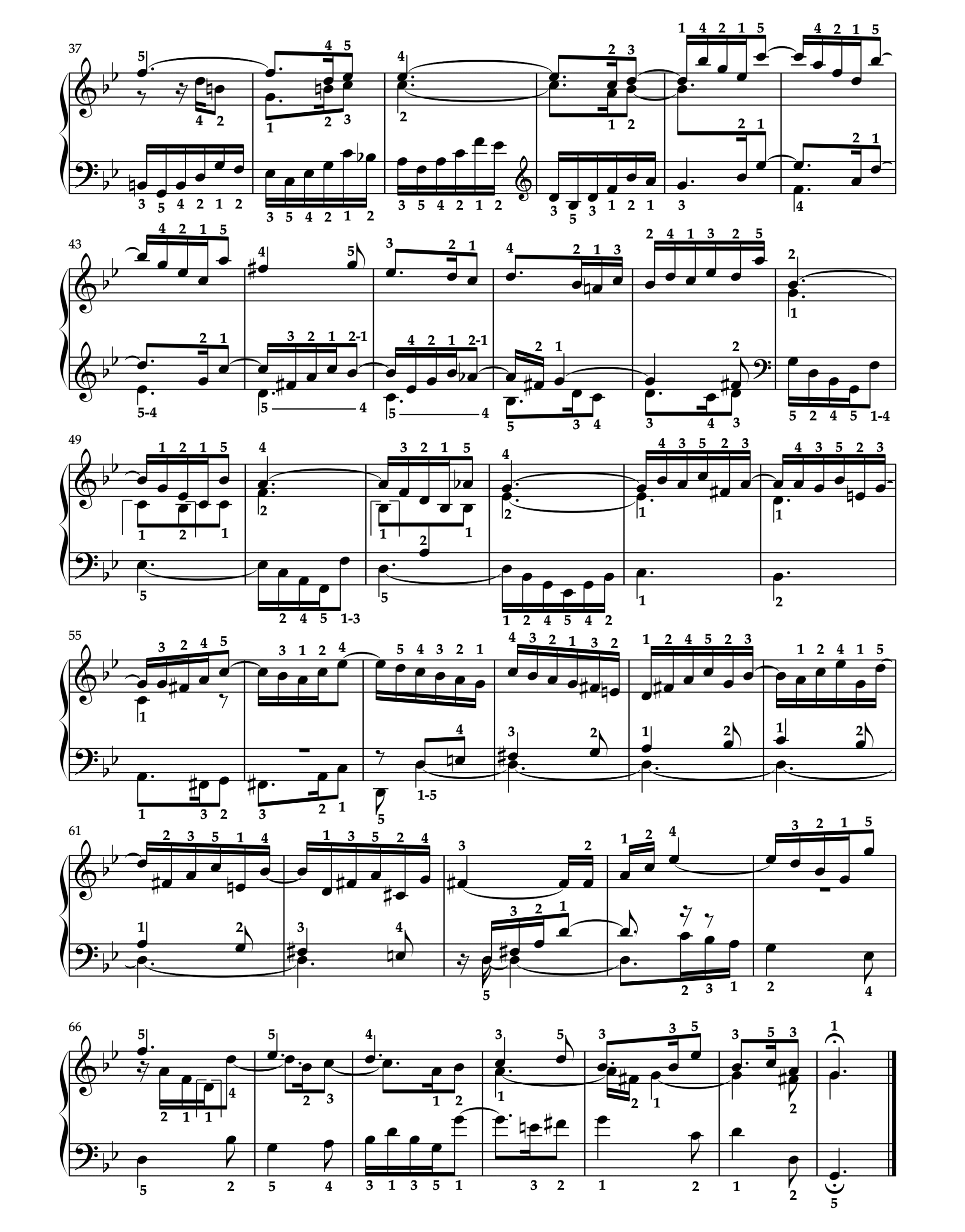 J.S.バッハ シンフォニア 第11番 BWV797 2ページ目 全運指付き楽譜