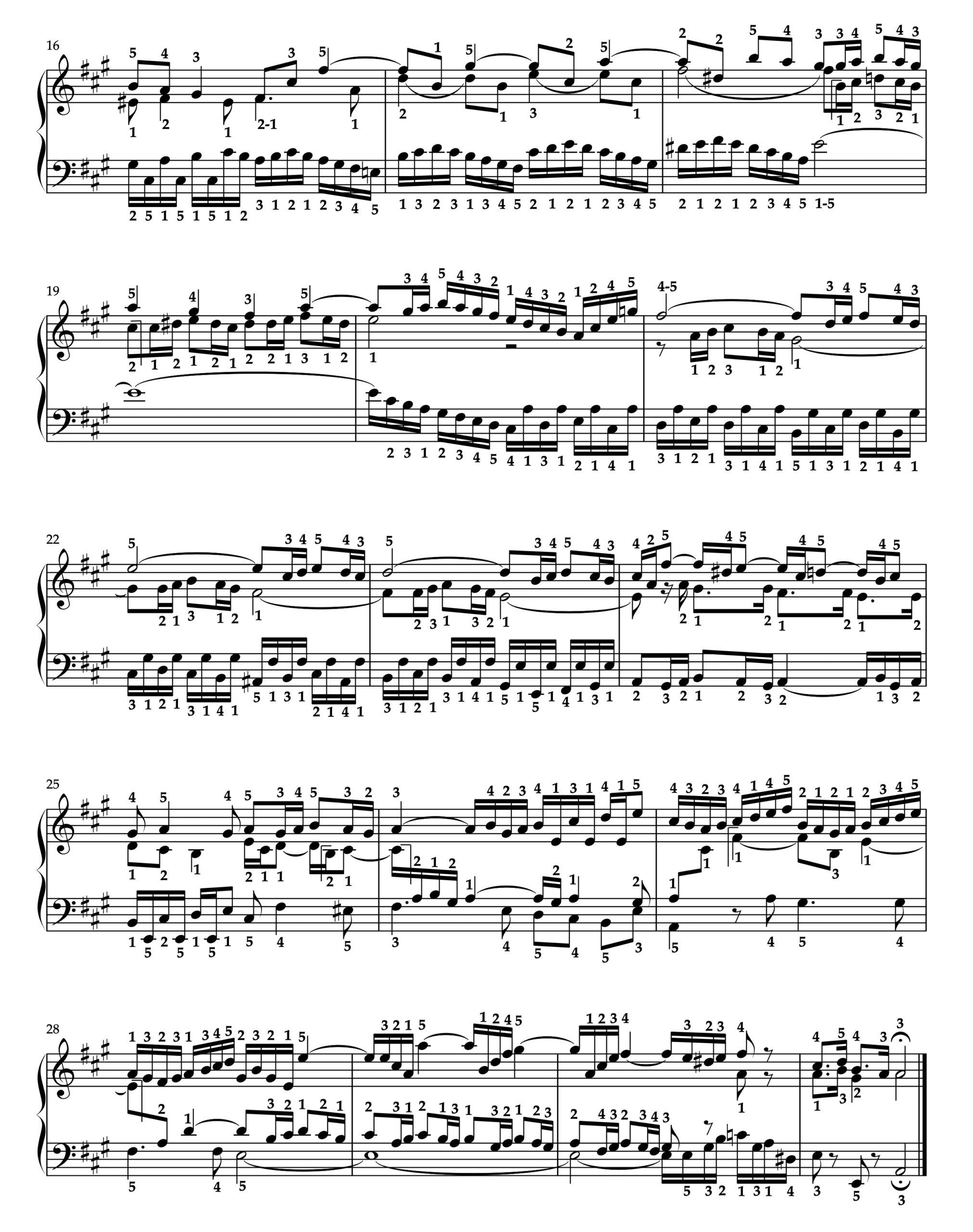 J.S.バッハ シンフォニア 第12番 BWV798 2ページ目 全運指付き楽譜