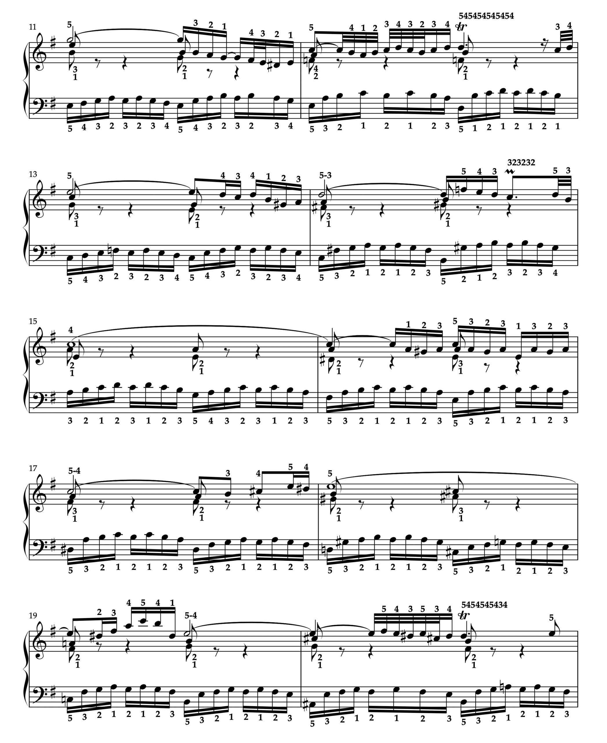 J.S.バッハ「平均律クラヴィーア曲集 第1巻 第10番 BWV855 ホ短調 より プレリュード」運指付き楽譜 2ページ目