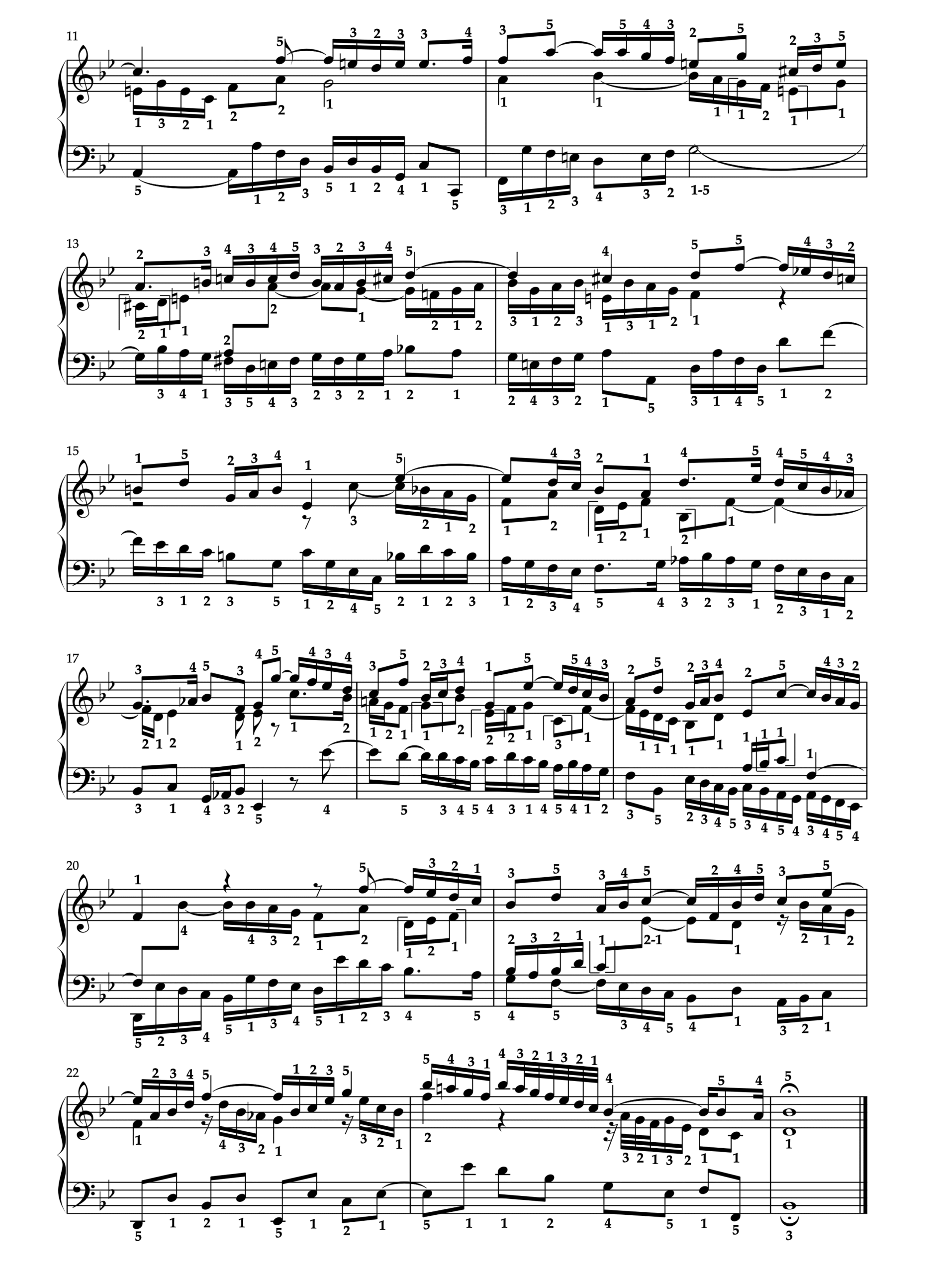 J.S.バッハ シンフォニア 第14番 BWV800 全運指付き楽譜（2ページ目）
