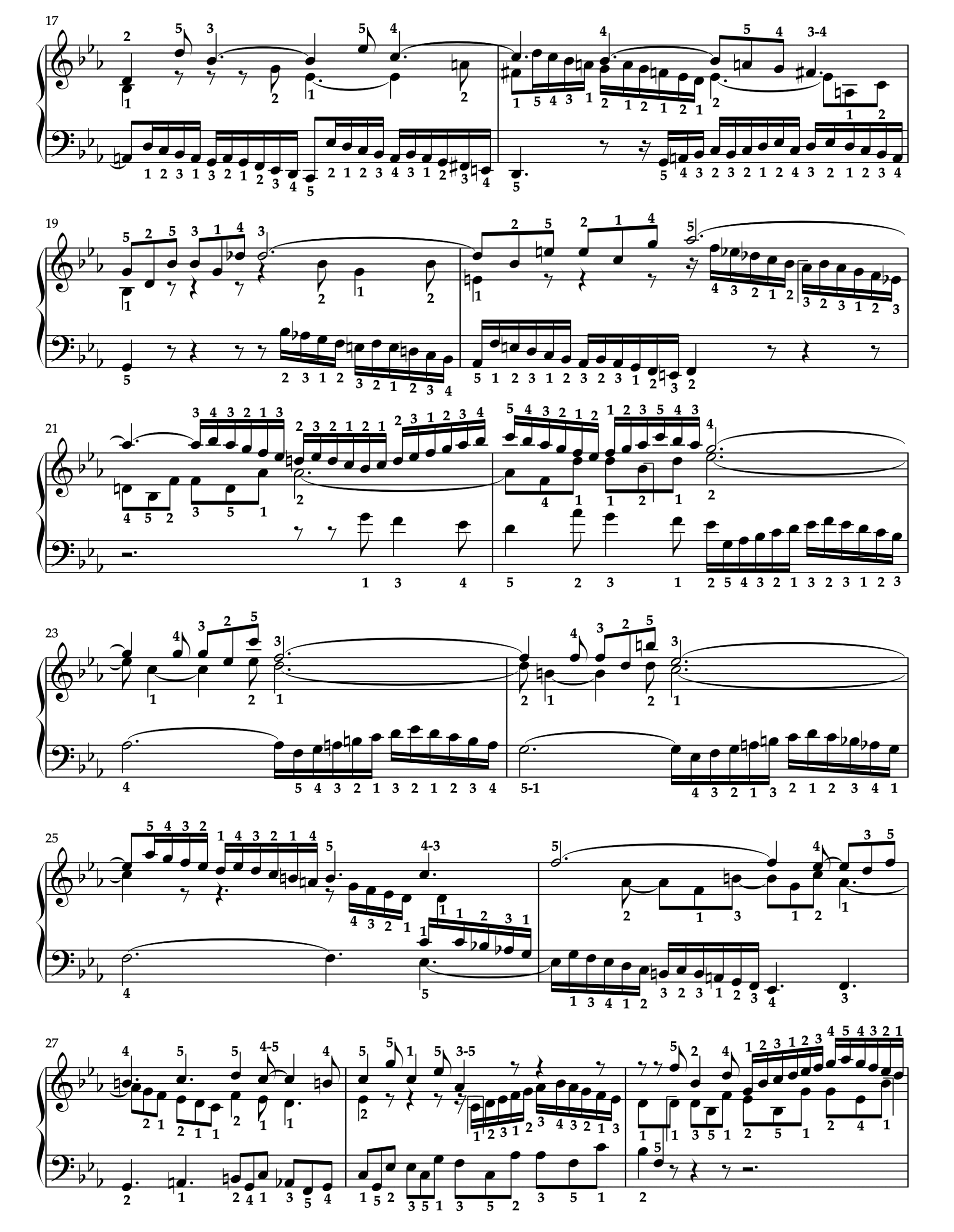 J.S.バッハ シンフォニア 第2番 BWV788 全運指付き楽譜（2ページ目）
