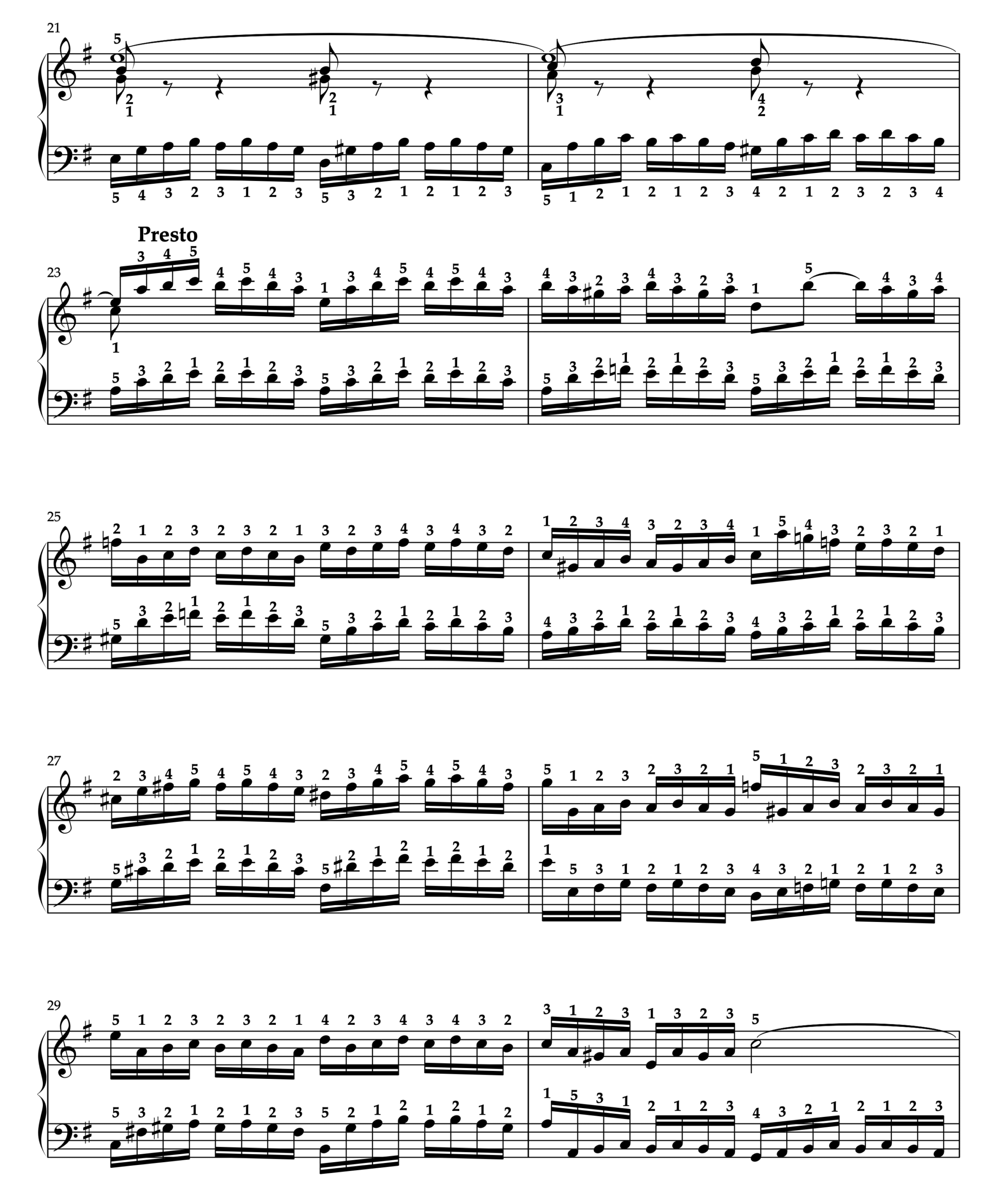 J.S.バッハ「平均律クラヴィーア曲集 第1巻 第10番 BWV855 ホ短調 より プレリュード」運指付き楽譜 3ページ目