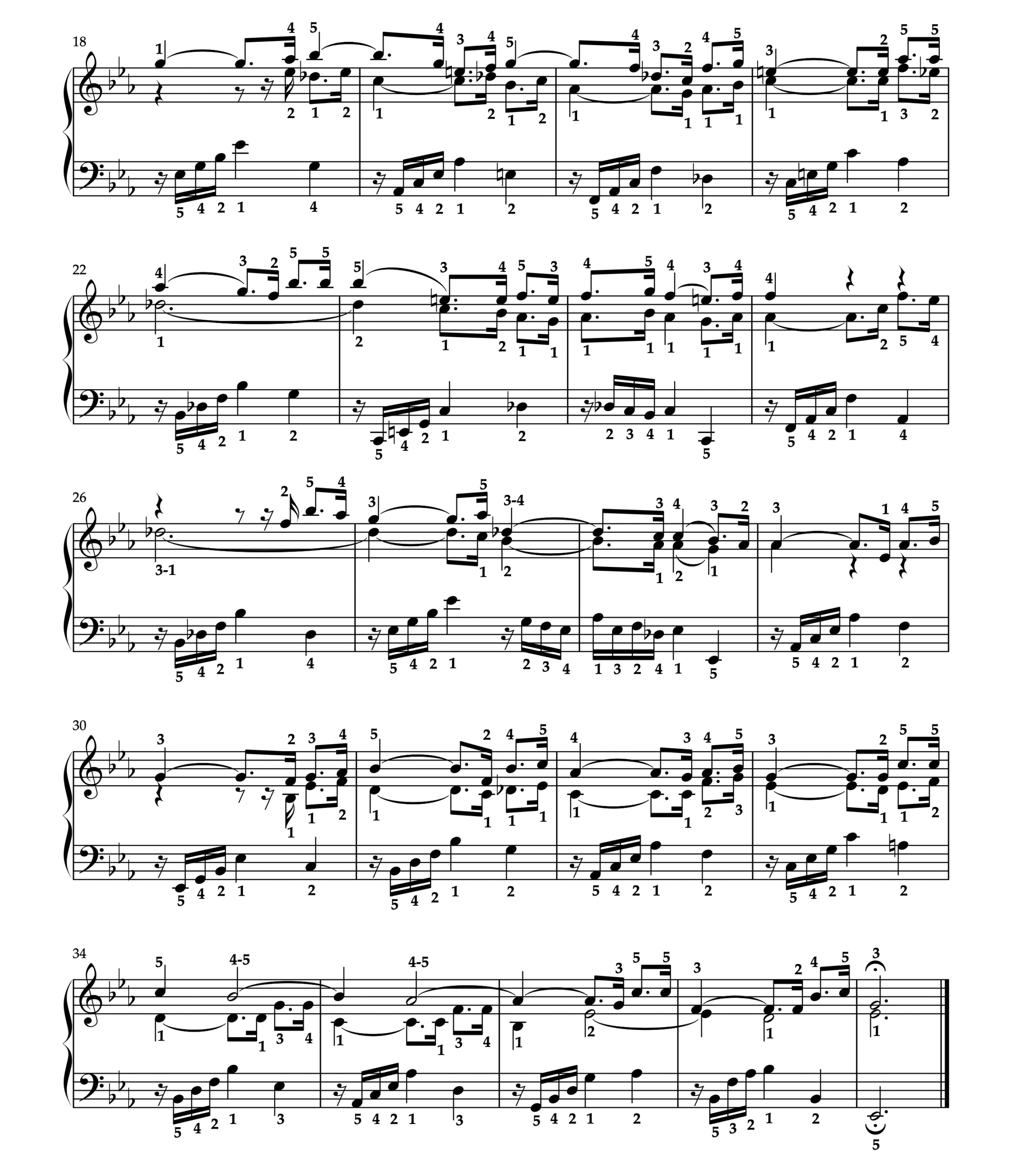 J.S.バッハ シンフォニア 第5番 BWV791 全運指付き楽譜（2ページ目）