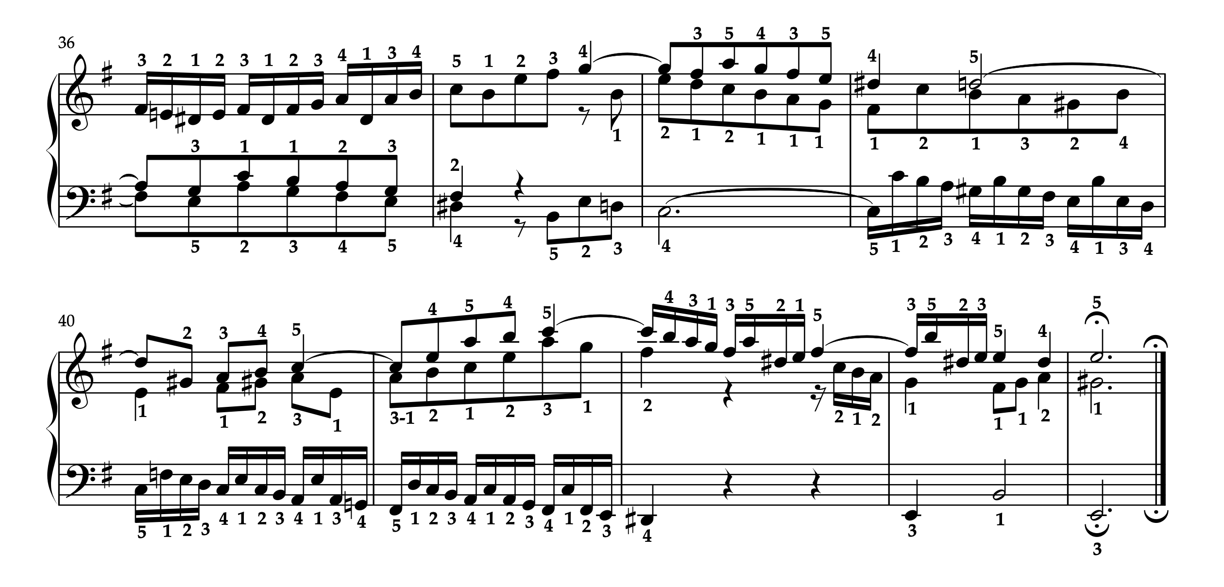 J.S.バッハ シンフォニア 第7番 BWV793 第3ページ 全運指付き楽譜