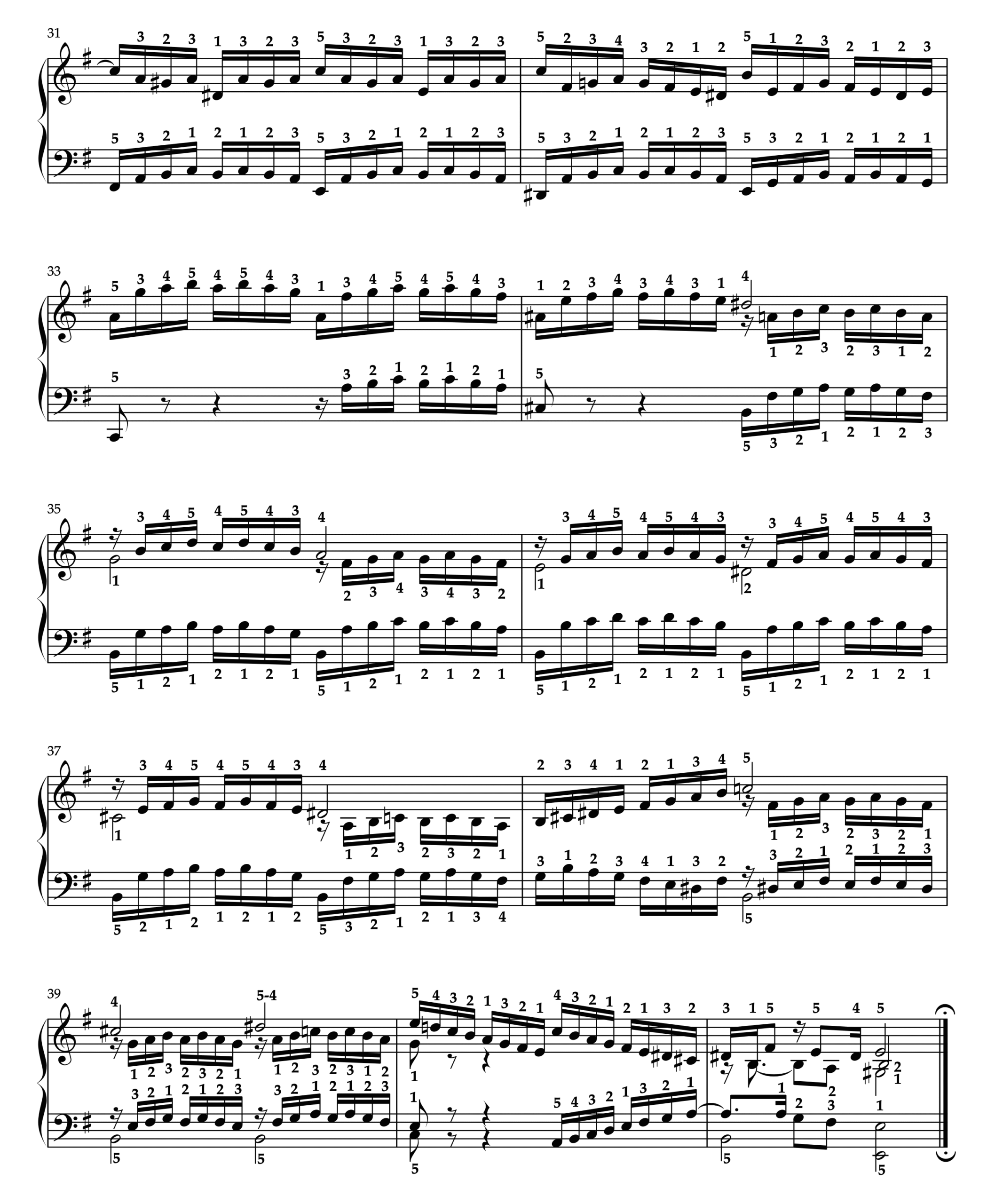 J.S.バッハ「平均律クラヴィーア曲集 第1巻 第10番 BWV855 ホ短調 より プレリュード」運指付き楽譜 4ページ目