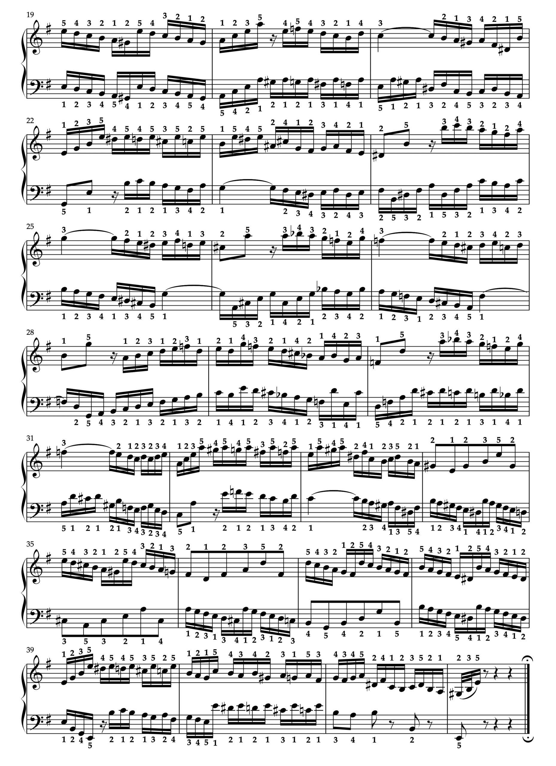 J.S.バッハ「平均律クラヴィーア曲集 第1巻 第10番 BWV855 ホ短調 より フーガ」運指付き楽譜 2ページ目