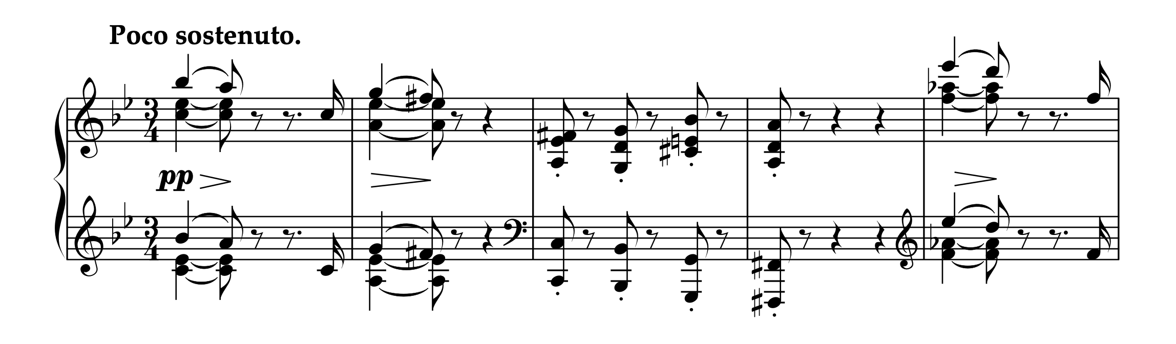 サン＝サーンス「6つのバガテル Op.3 第1曲」冒頭部分の楽譜。