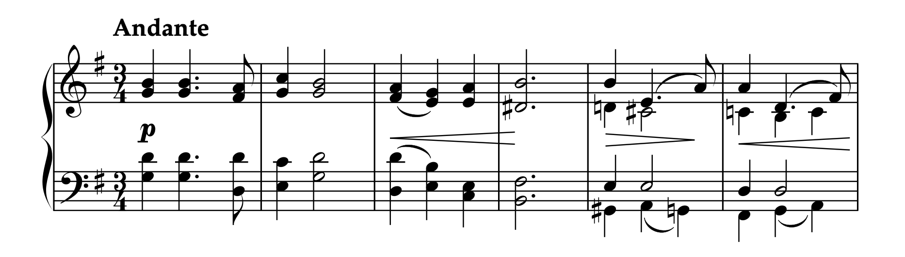 チャイコフスキー「朝の祈り Op.39-1」冒頭部分の楽譜