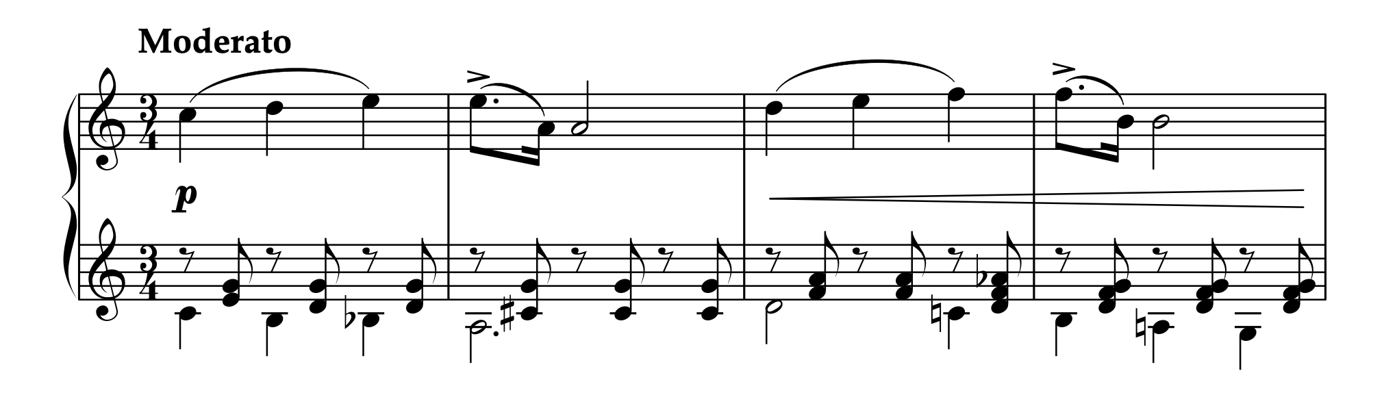 チャイコフスキー「甘い夢 Op.39-21」冒頭部分の楽譜