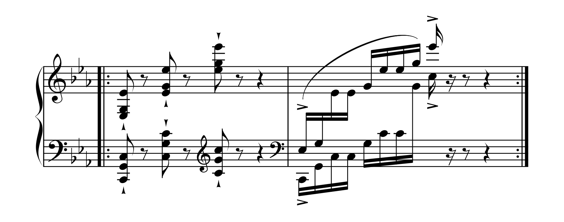 ショパン「エチュード op.25-12 大洋」1小節目前半の譜例。