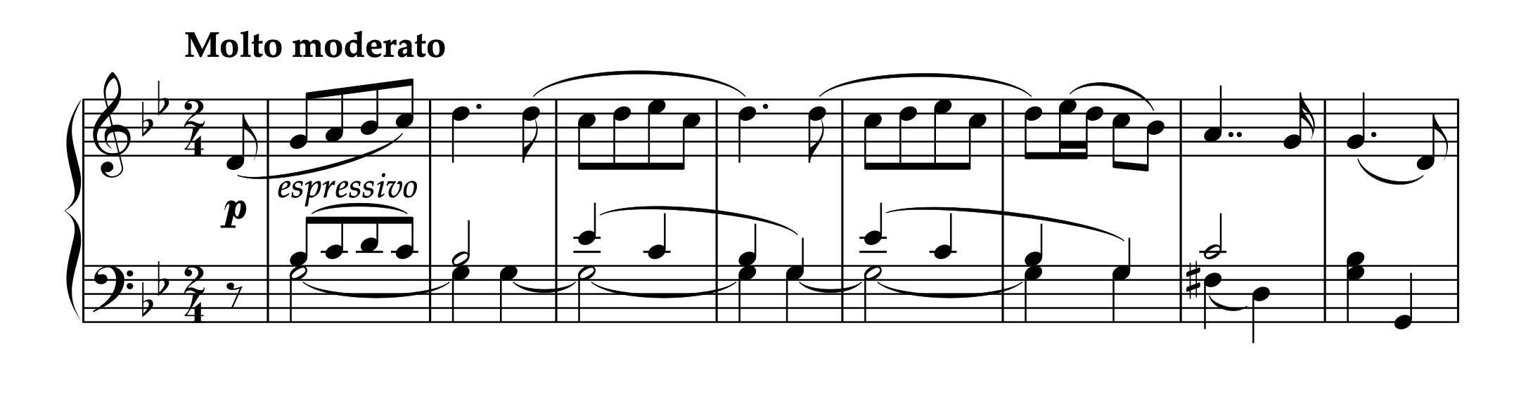 チャイコフスキー「フランスの古い歌 Op.39-16」冒頭部分の楽譜