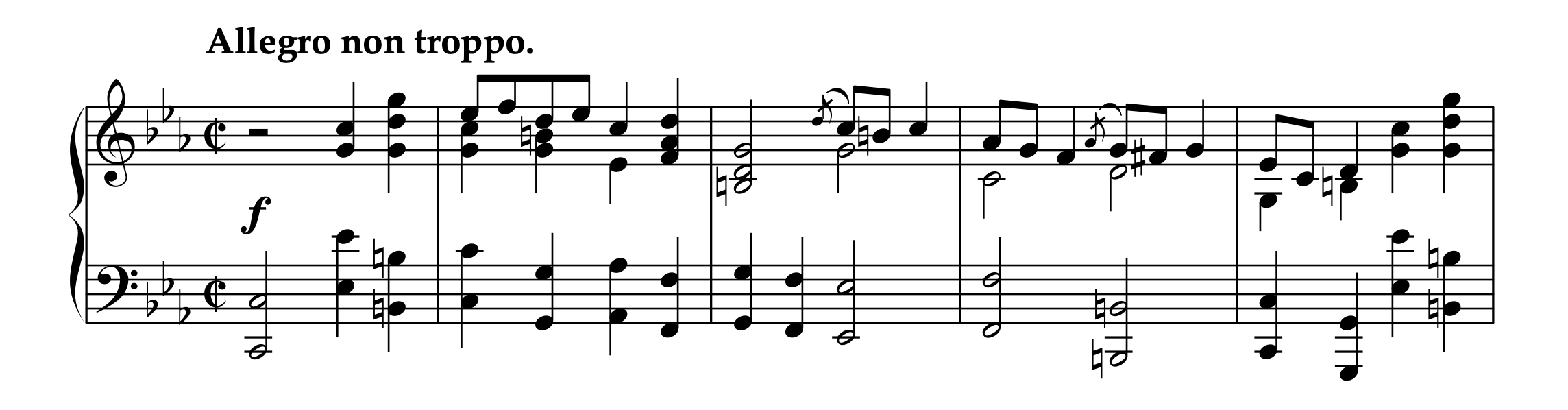 サン＝サーンス「ガヴォット Op.23」冒頭部分の楽譜。