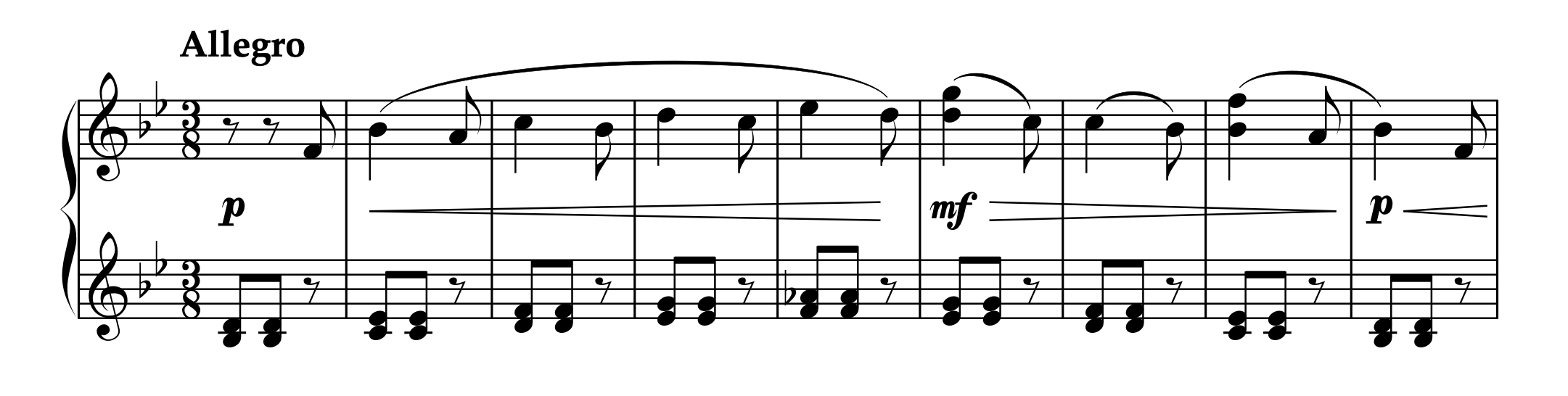 チャイコフスキー「新しいお人形 Op.39-9」冒頭部分の楽譜
