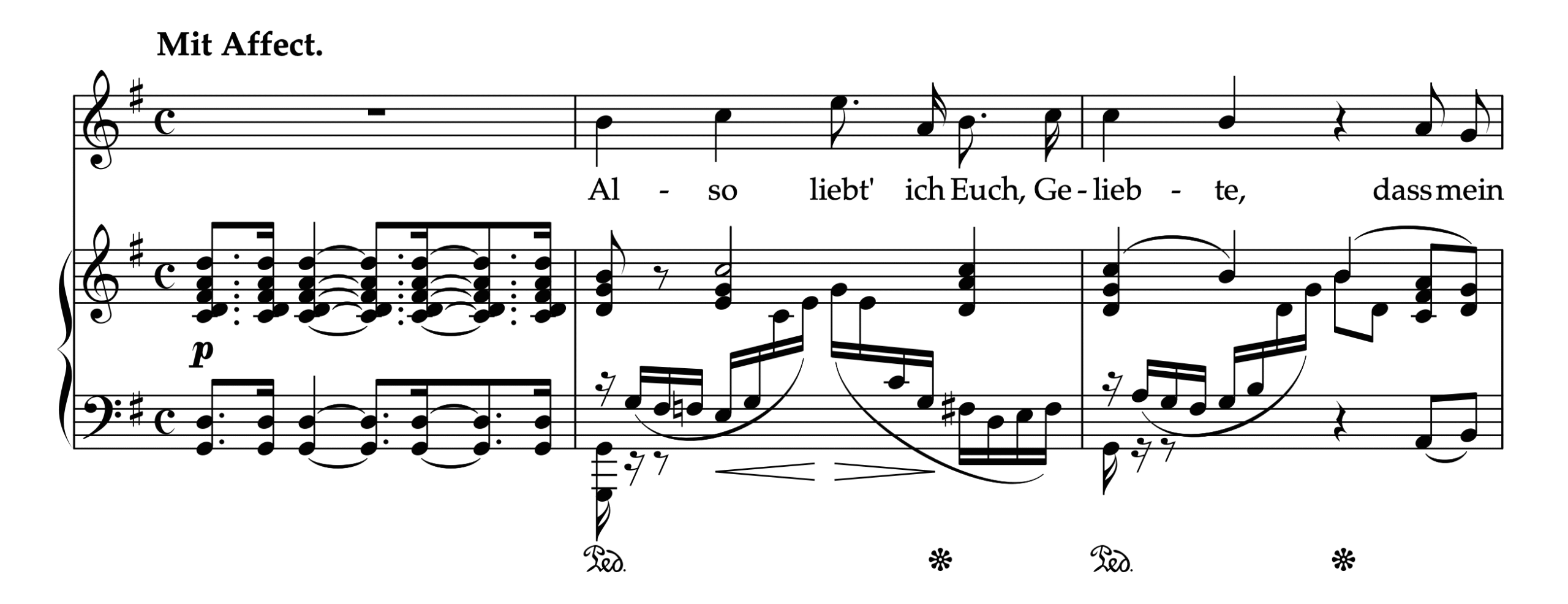 シューマン「スペインの歌 Op.74 より 第7曲 告白」原曲の歌曲版 曲頭の楽譜。