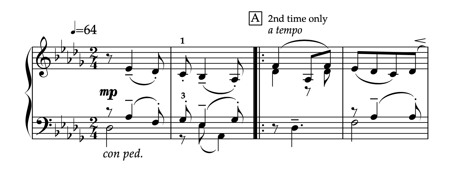 エルガー「愛のあいさつ 〜左手独奏のための〜」楽譜 冒頭部分。