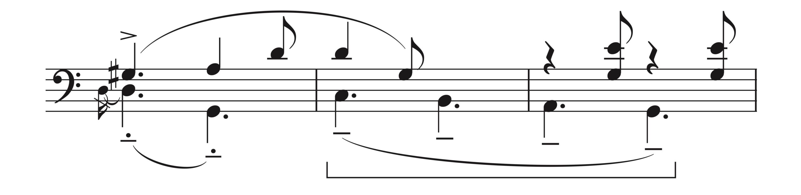 ラヴェル「シャブリエ風に」12-14小節下段の楽譜。