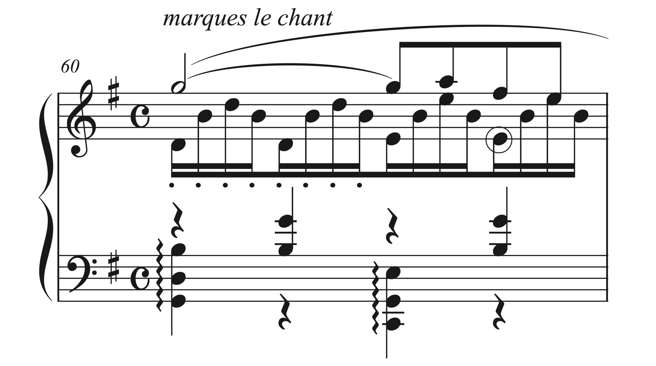 「亡き王女のためのパヴァーヌ」60小節目の楽譜。
