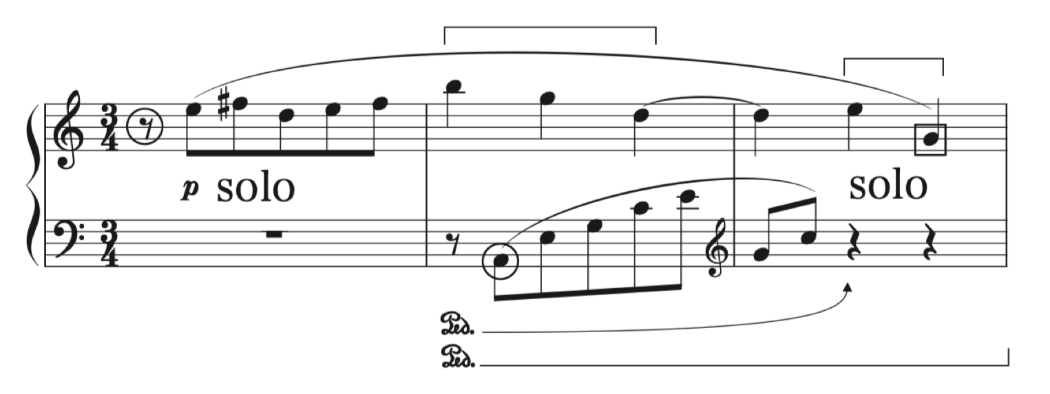 ラヴェル「前奏曲(1913)」冒頭1-3小節の楽譜。
