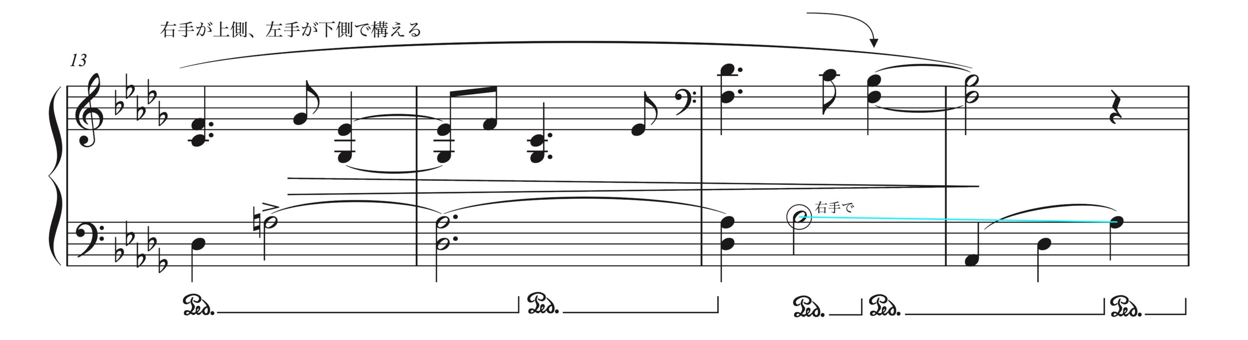 ラヴェル「ボロディン風に」13-16小節の楽譜。