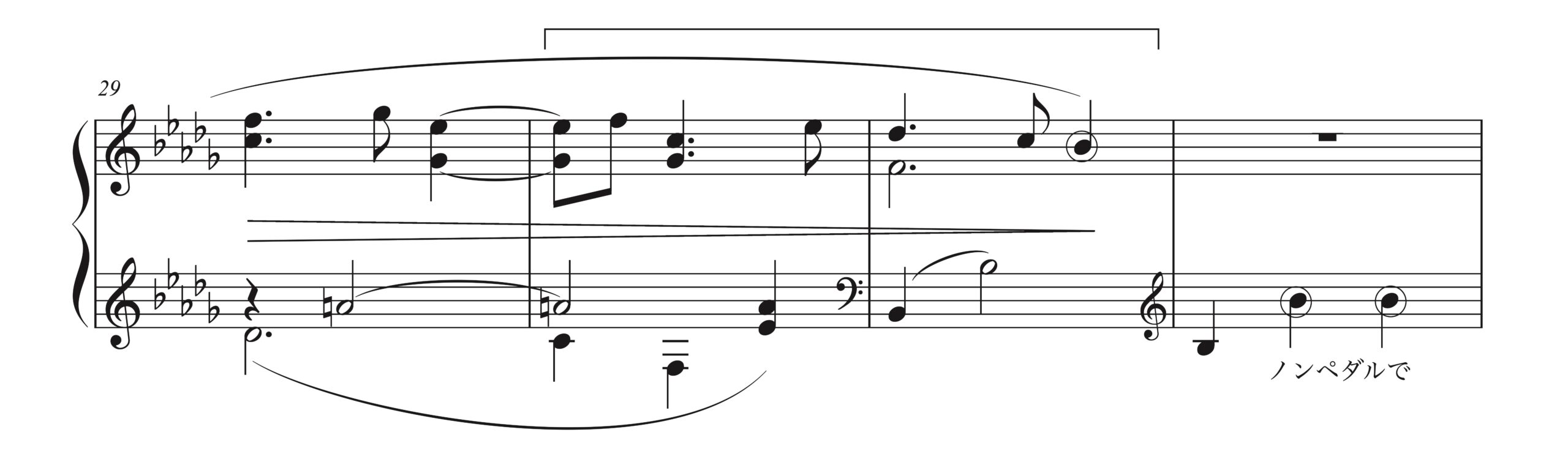 ラヴェル「ボロディン風に」29-32小節の楽譜。