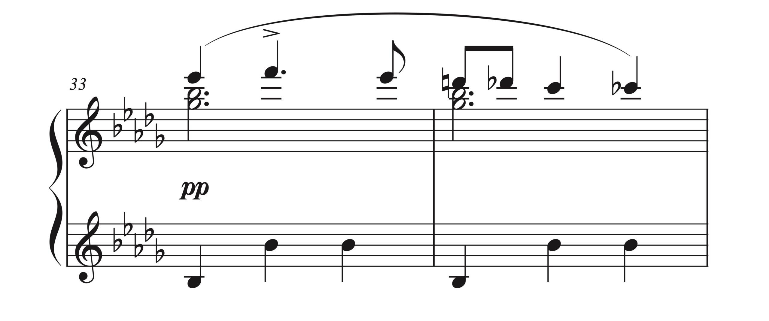 ラヴェル「ボロディン風に」33-34小節の楽譜。