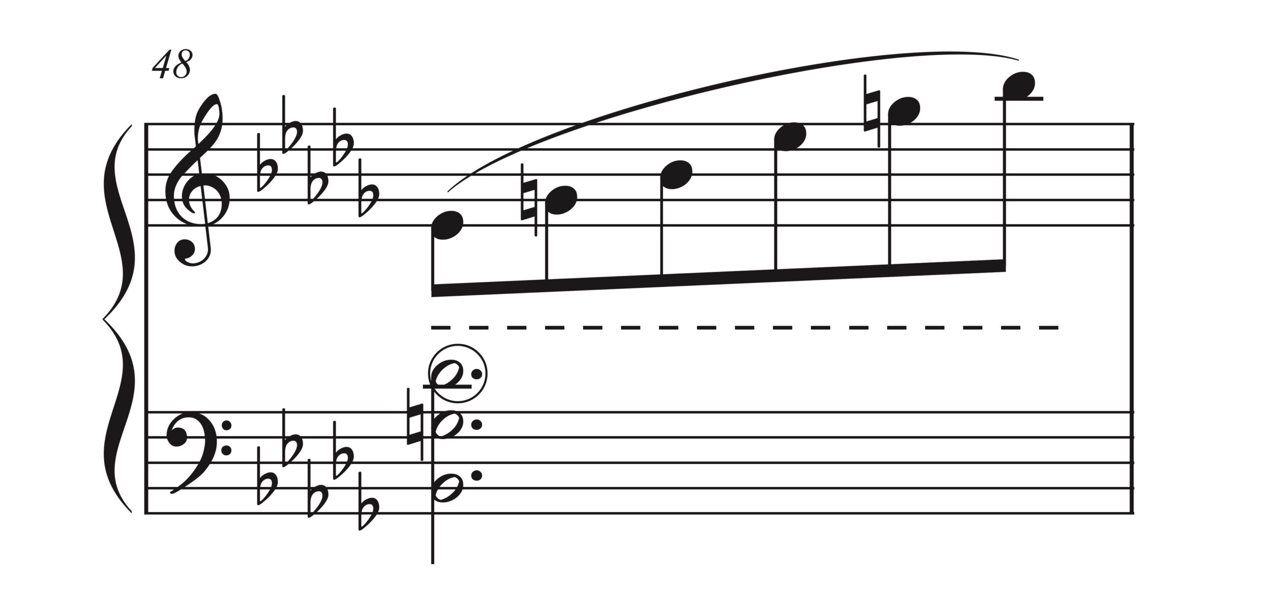 ラヴェル「ボロディン風に」48小節目の楽譜。