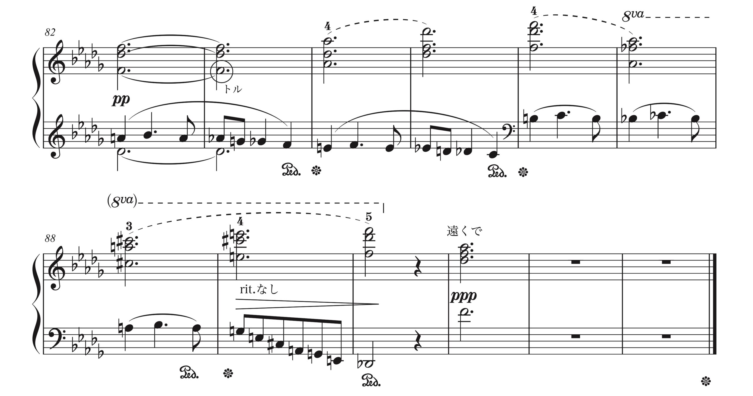 ラヴェル「ボロディン風に」82-93小節コーダ部分の楽譜。