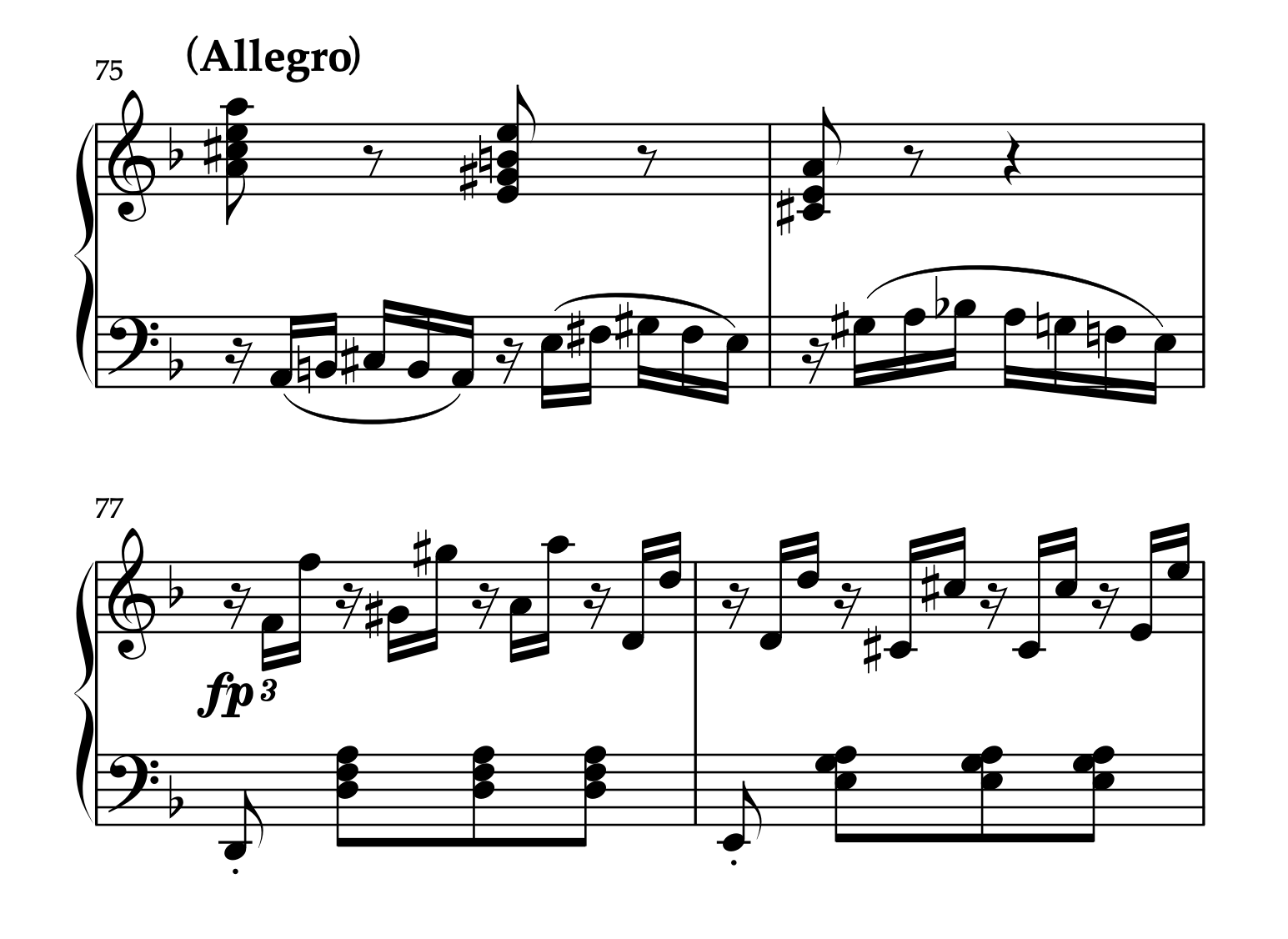 ベートーヴェン「ピアノソナタ 第6番 Op.10-2 第1楽章」75-78小節