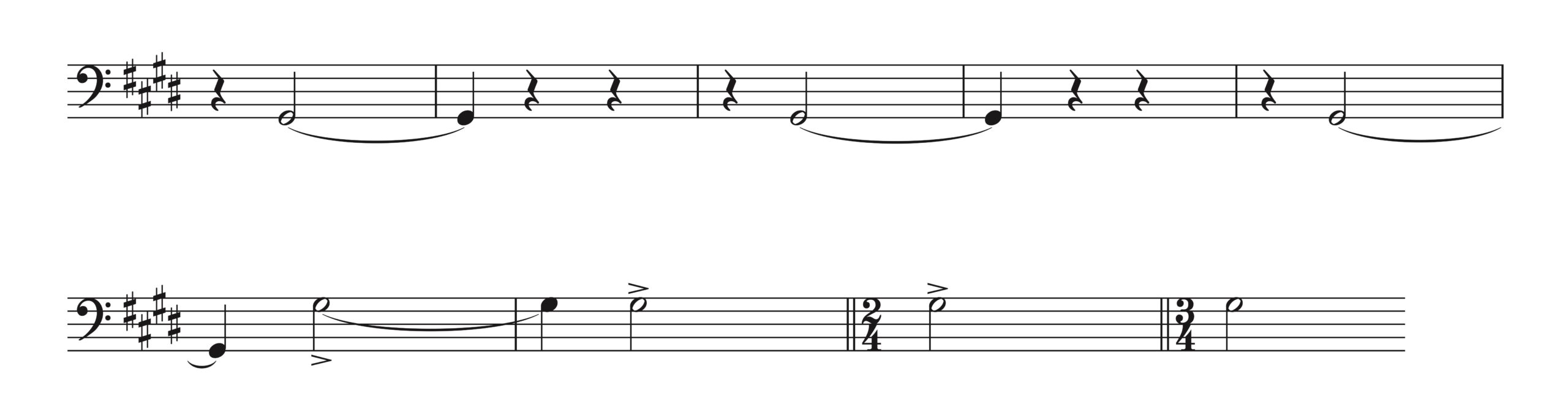 ラヴェル「メヌエット 嬰ハ短調」8-16小節 オルゲルプンクトとバスラインの楽譜。