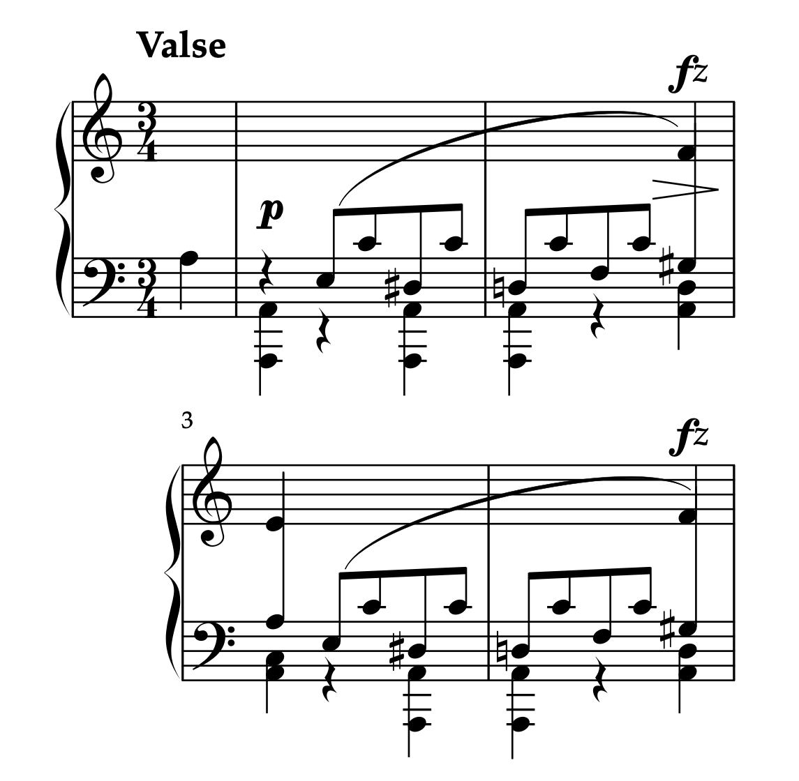 ショパン「ワルツ イ短調 遺作 (2024年発見)」冒頭1〜4小節の楽譜