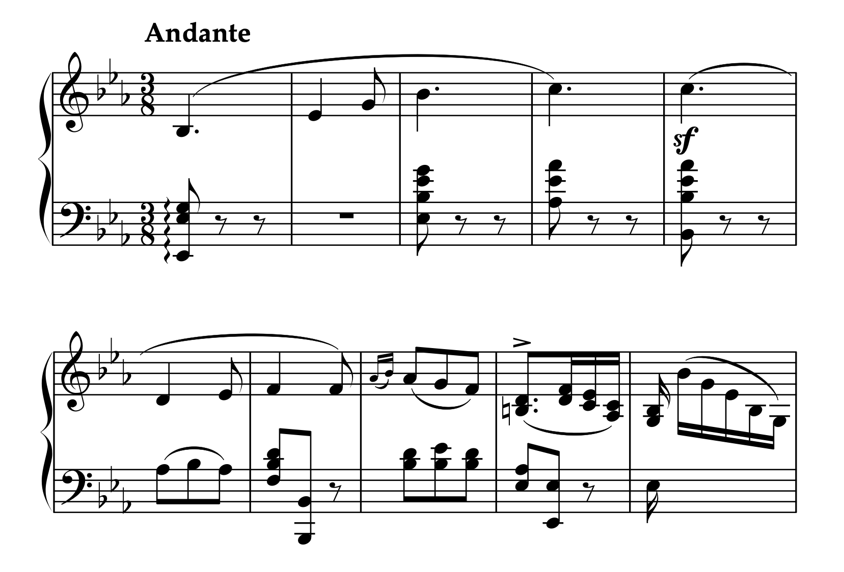 フマガッリ ノットゥルノ＝スタジオ Op.2 Andante部分からの楽譜。
